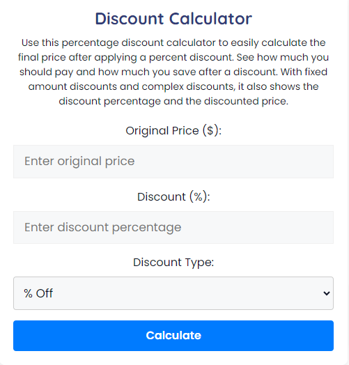 Discount Calculator of Nam-Generator